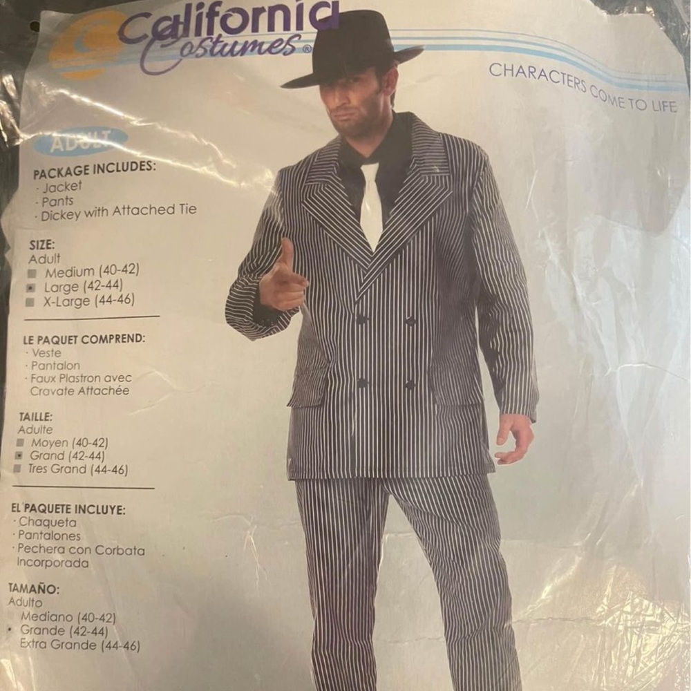 Gangster size Large Halloween Outfit